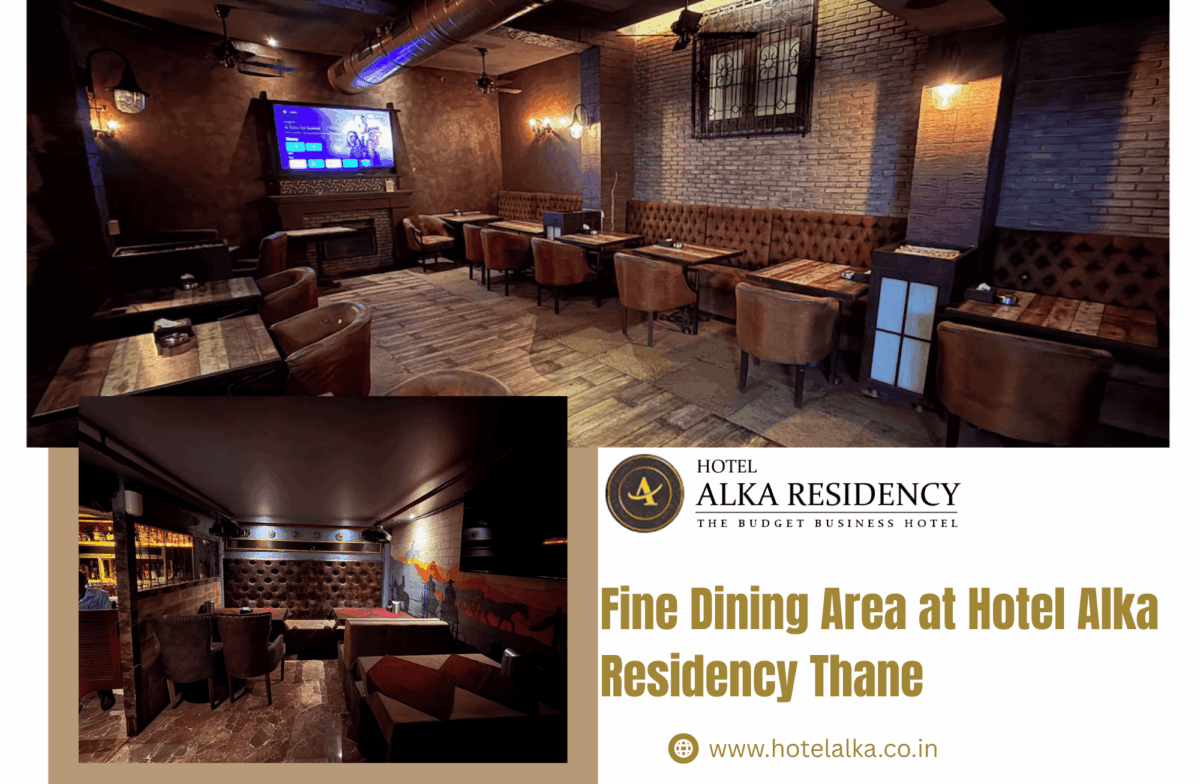 Elegant fine dining area at Hotel Alka Residency Thane with comfortable seating and warm lighting
